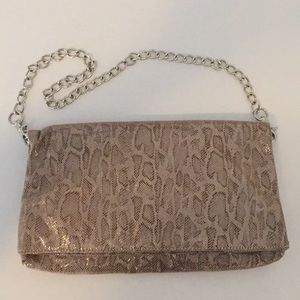 Charming Charlie snakeskin foldover clutch